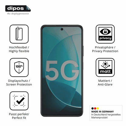 Flexible TPU-Folie passend zugeschnitten für Wiko Hi Enjoy 80 Plus, mit Privatsphäre-Schutz durch Sichtschutz-Folie