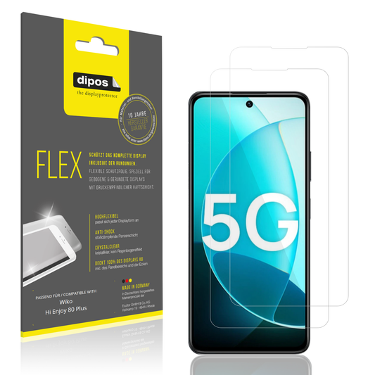 Klare Displayschutzfolie von dipos passend für Wiko Hi Enjoy 80 Plus, 100% Displayabdeckung und blasenfreie Montage