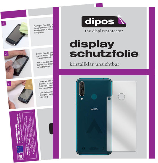 Klare Displayschutzfolie von dipos passend für Wiko View 3 Pro Rückseite, präziser Zuschnitt und blasenfrei montiert