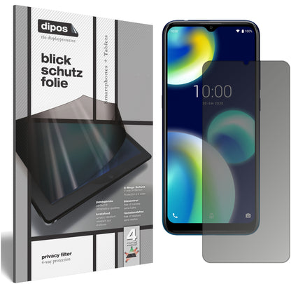 Blickschutzfolie von dipos passend für Wiko View 4 Lite, präziser Zuschnitt und blasenfrei montiert