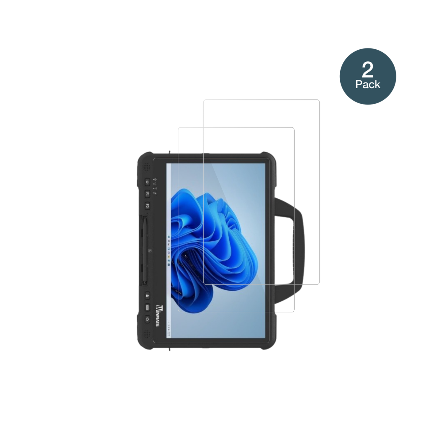 winmated140 mit aufgebrachter dipos Flex Schutzfolie, glasklare Darstellung ohne Einschränkungen