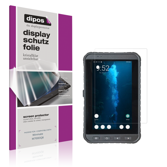 Klare Displayschutzfolie von dipos passend für winmatem700dq8, präziser Zuschnitt und blasenfrei montiert