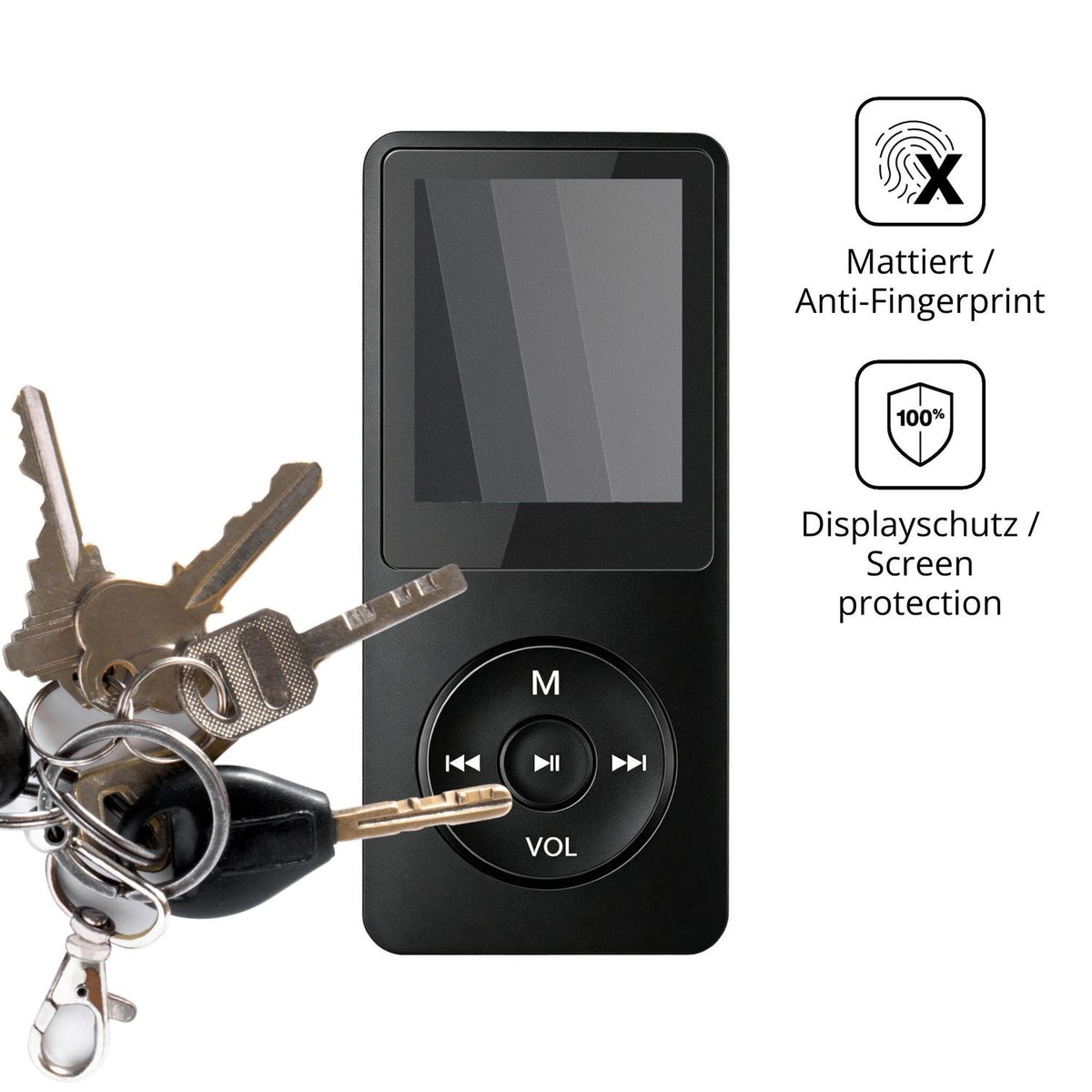 dipos Displayschutz für Witfoam SHD151 MP3-Player, mattierte Oberfläche, Blickschutzfilter und perfekter Passform