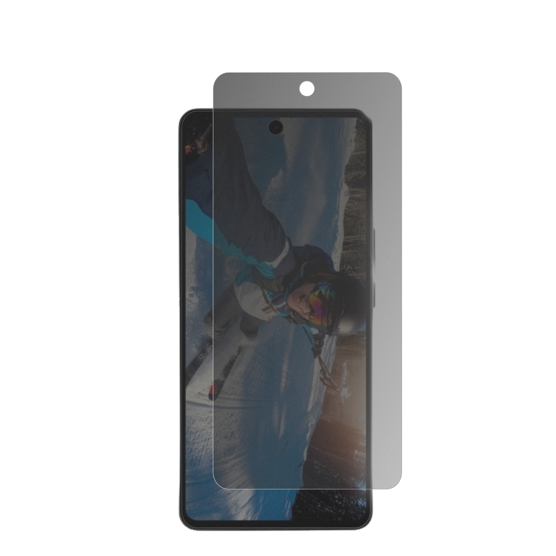 WobbleOne mit aufgebrachtem dipos Displayschutz, der seitliche Einblicke blockiert