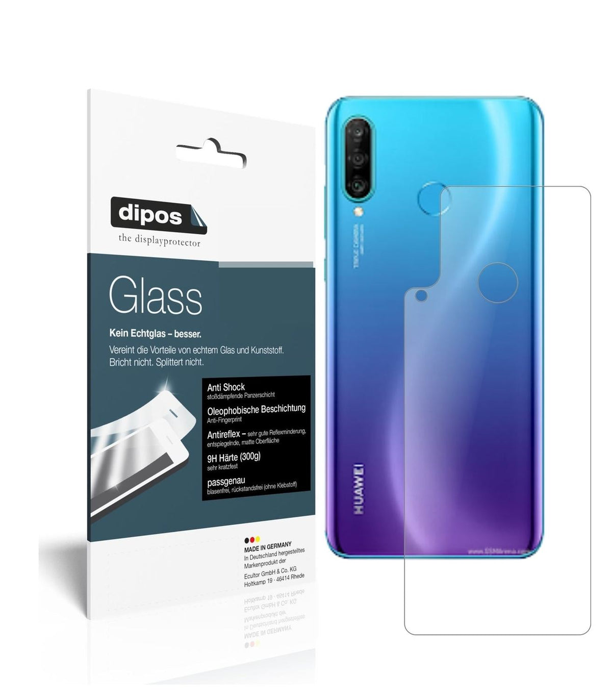 1x 9H Schutzfolie matt für Huawei Nova 4e Rückseite Panzerfolie
