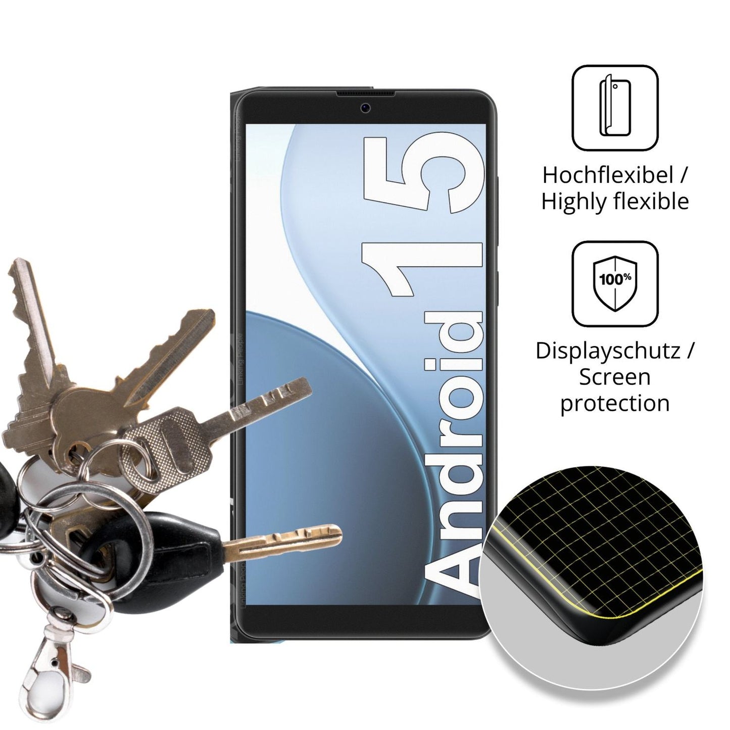 dipos Displayschutz für XGODY X33, transparente Oberfläche, perfekte Passform auch für die Rundungen