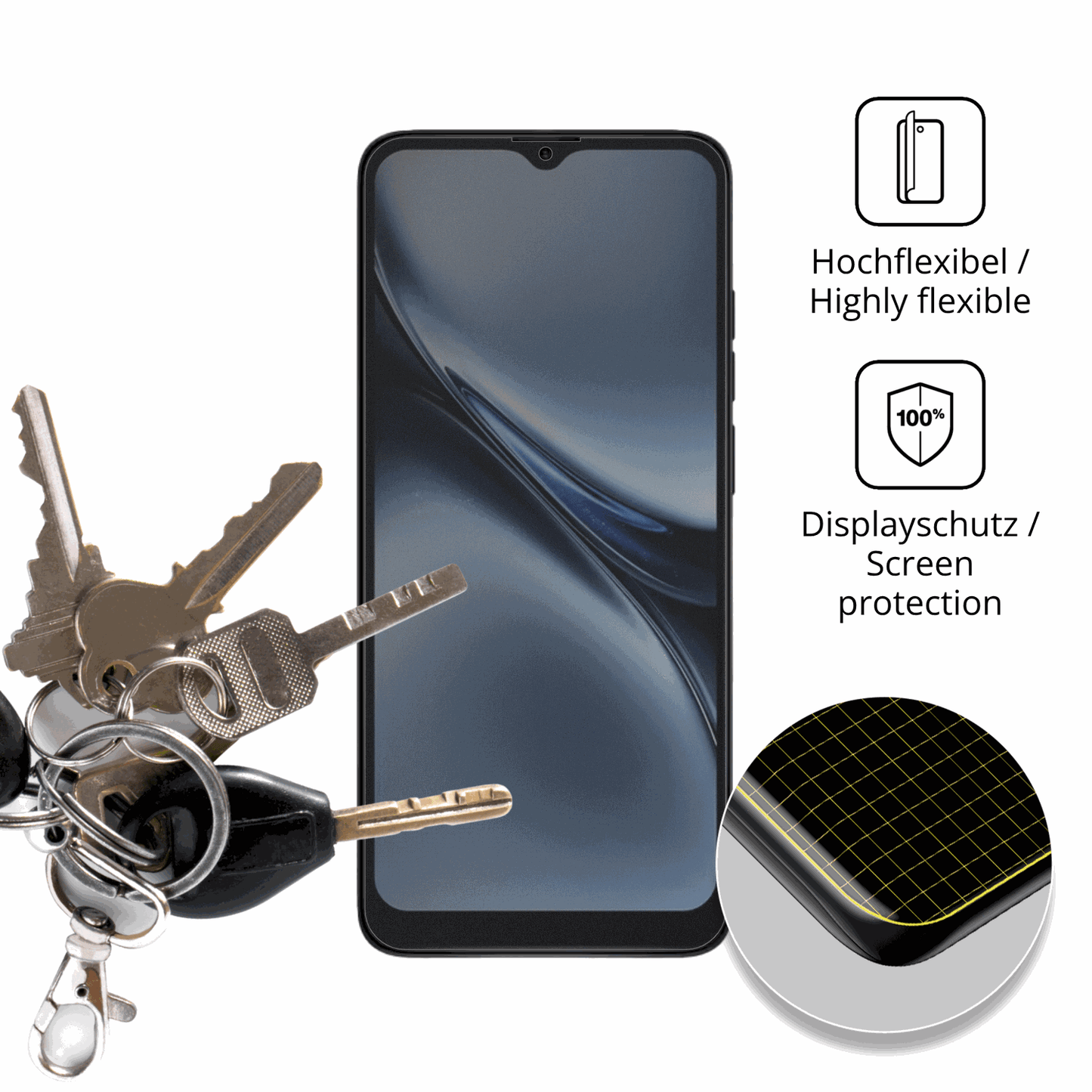 dipos Displayschutz für XGODY X36, mit Blickschutzfilter und perfekter Passform auch für die Rundungen