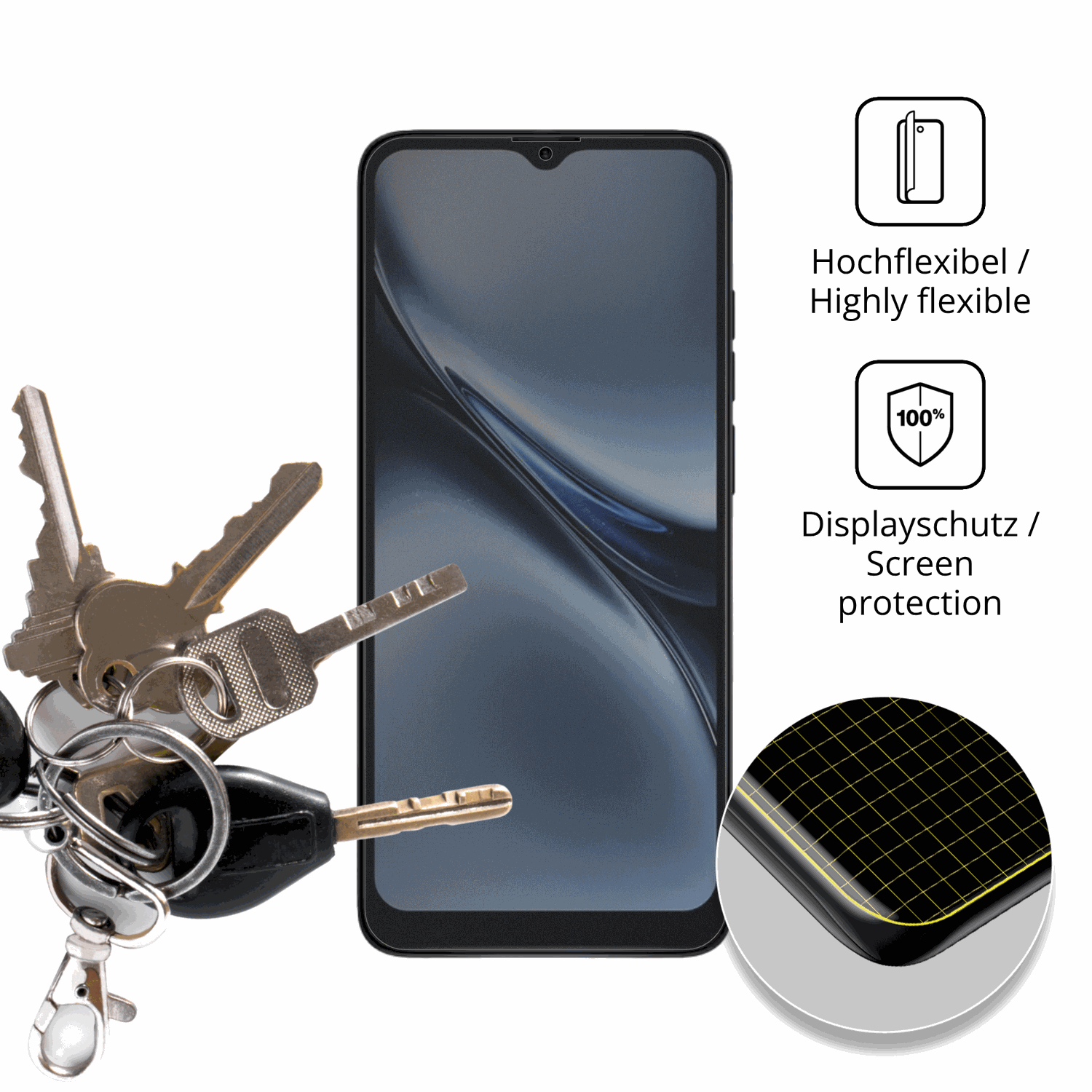 dipos Displayschutz für XGODY X36, mit Blickschutzfilter und perfekter Passform auch für die Rundungen