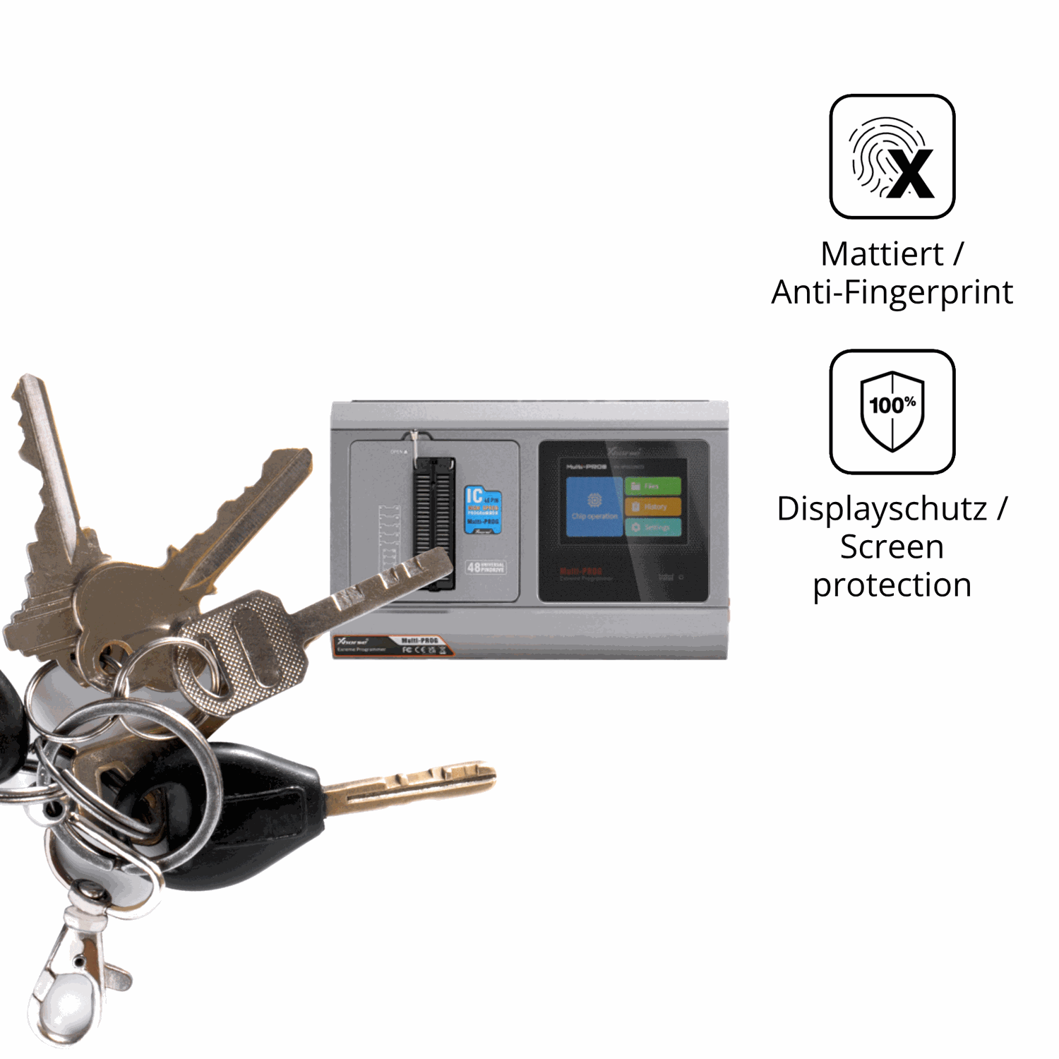 dipos Displayschutz für Xhorse Multi-Prog, mattierte Oberfläche, Blickschutzfilter und perfekter Passform