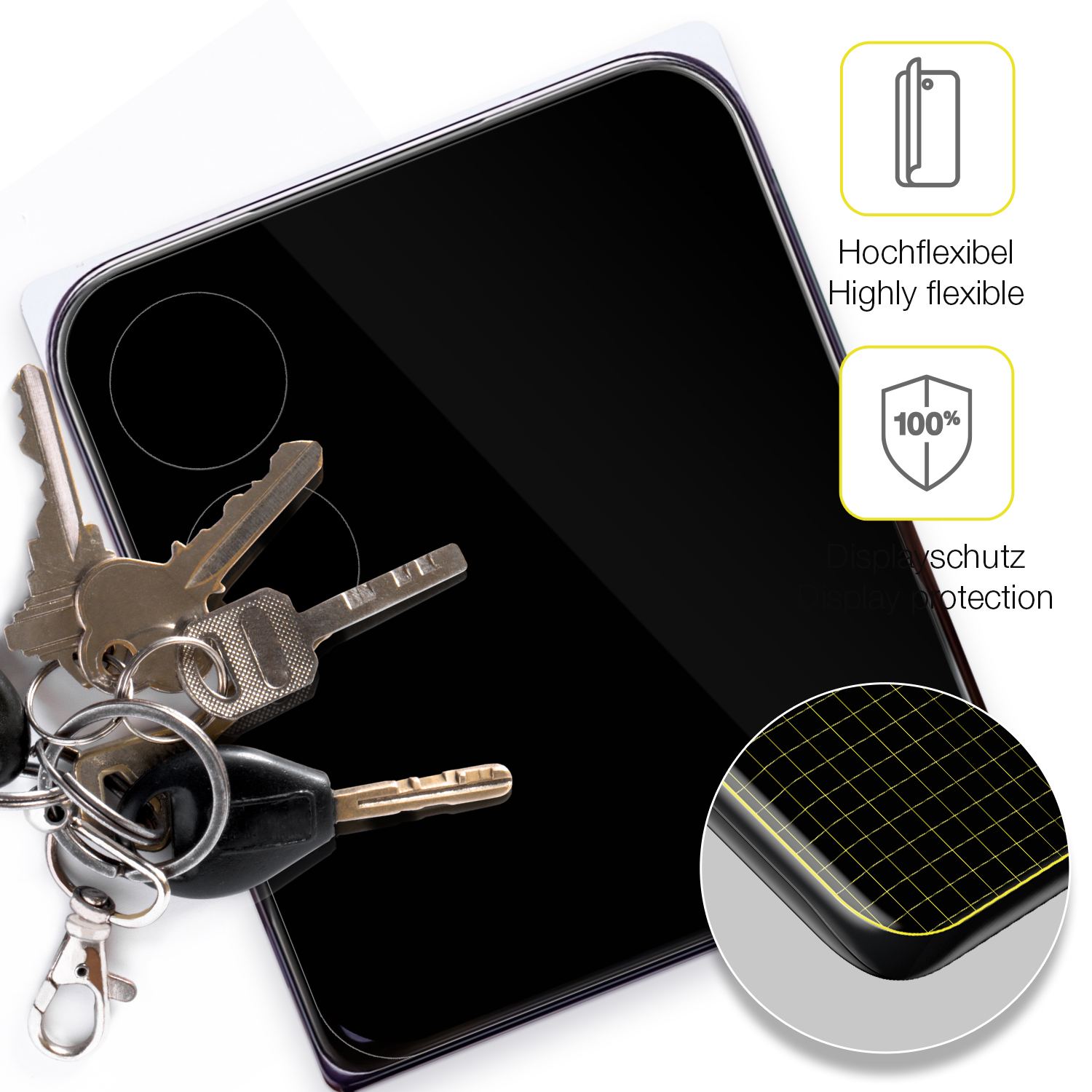 dipos Displayschutz für Xiaomi Mi Mix Flip (Frondisplay), transparente Oberfläche, geringe Dicke und perfekte Passform