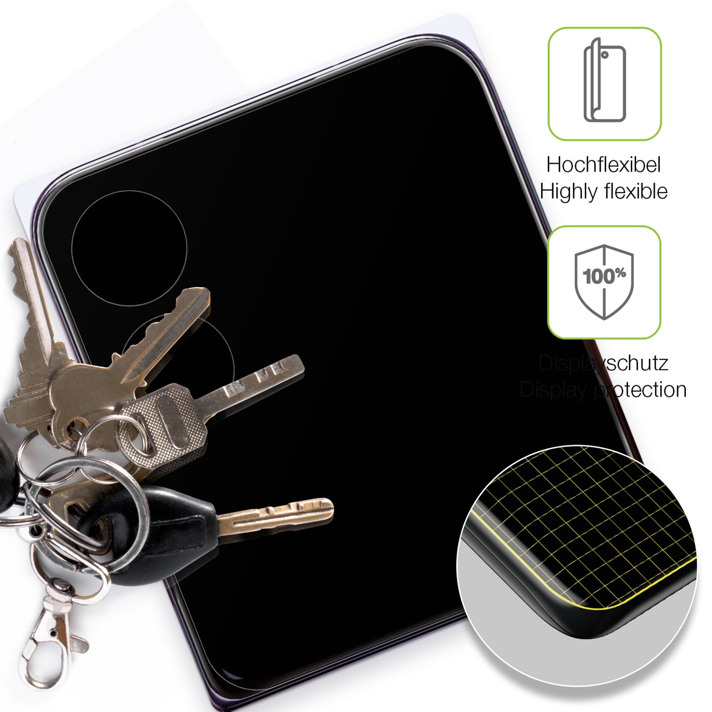 dipos Displayschutz für Xiaomi Mi Mix Flip (Frondisplay), transparente Oberfläche, perfekte Passform auch für die Rundungen