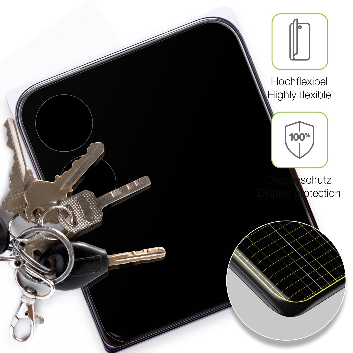 dipos Displayschutz für Xiaomi Mi Mix Flip (Frondisplay), transparente Oberfläche, perfekte Passform auch für die Rundungen