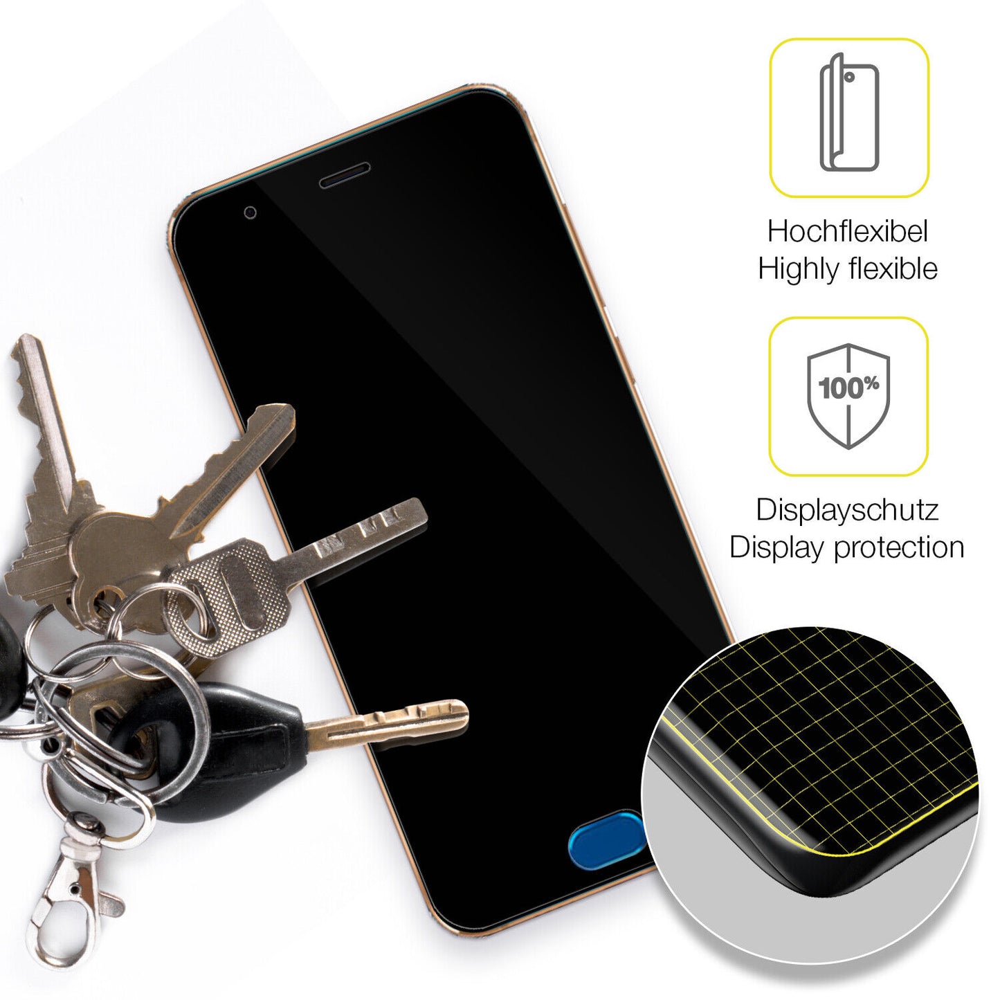 dipos Displayschutz für Xiaomi Mi Note 3, transparente Oberfläche, geringe Dicke und perfekte Passform