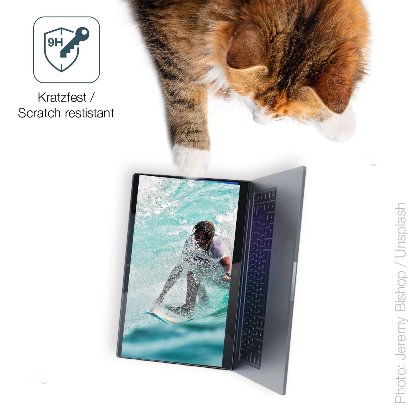dipos Displayschutz für Xiaomi Mi Notebook 15.6 Zoll, transparente Oberfläche, perfekte Passform auch für die Rundungen