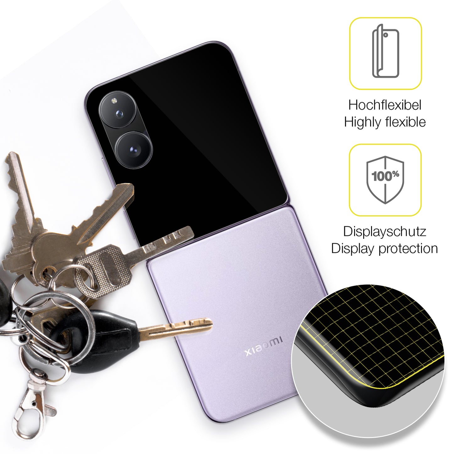 dipos Displayschutz für Xiaomi Mix Flip 2 Außenseite, transparente Oberfläche, geringe Dicke und perfekte Passform