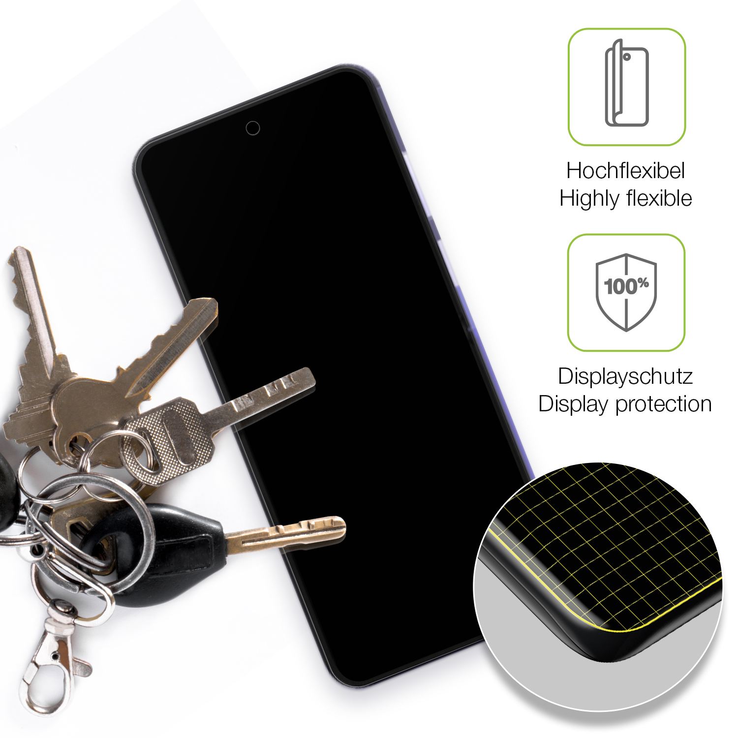 dipos Displayschutz für Xiaomi Mix Flip 2, transparente Oberfläche, perfekte Passform auch für die Rundungen