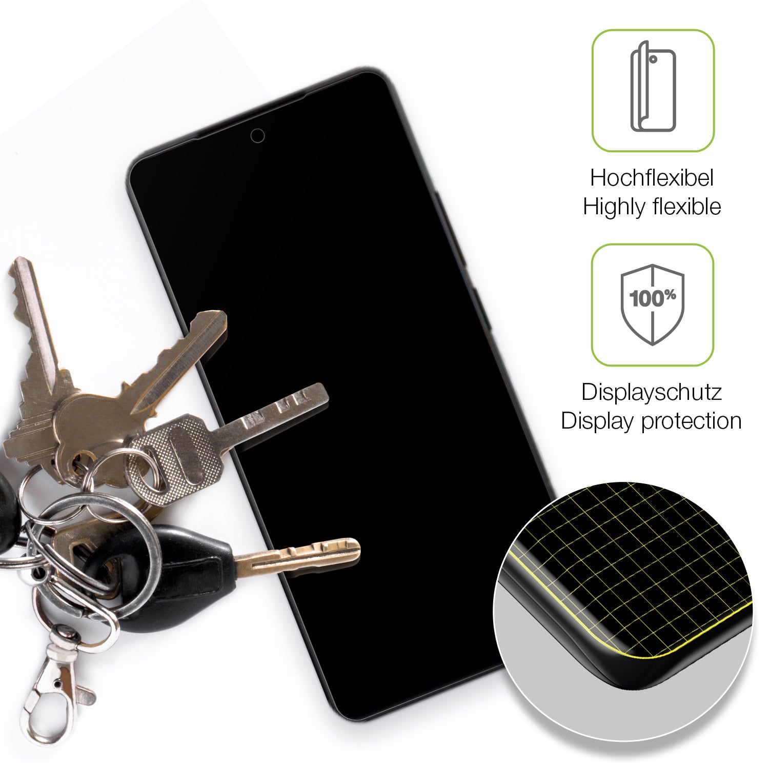 dipos Displayschutz für Xiaomi Poco F7 5G, transparente Oberfläche, perfekte Passform auch für die Rundungen