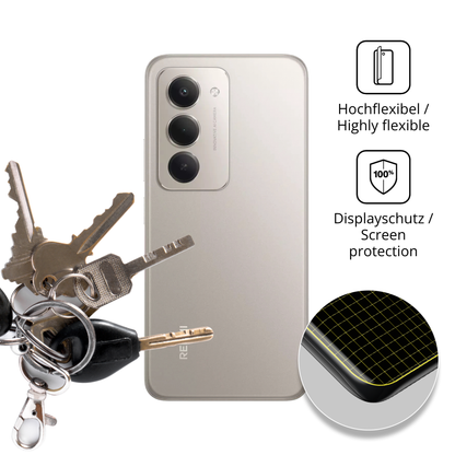 dipos Displayschutz f�r Xiaomi Redmi 15 4G R�ckseite, transparente Oberfl�che, perfekte Passform auch f�r die Rundungen