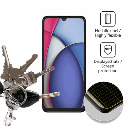 dipos Displayschutz für Xiaomi Redmi A3 Pro, transparente Oberfläche, perfekte Passform auch für die Rundungen