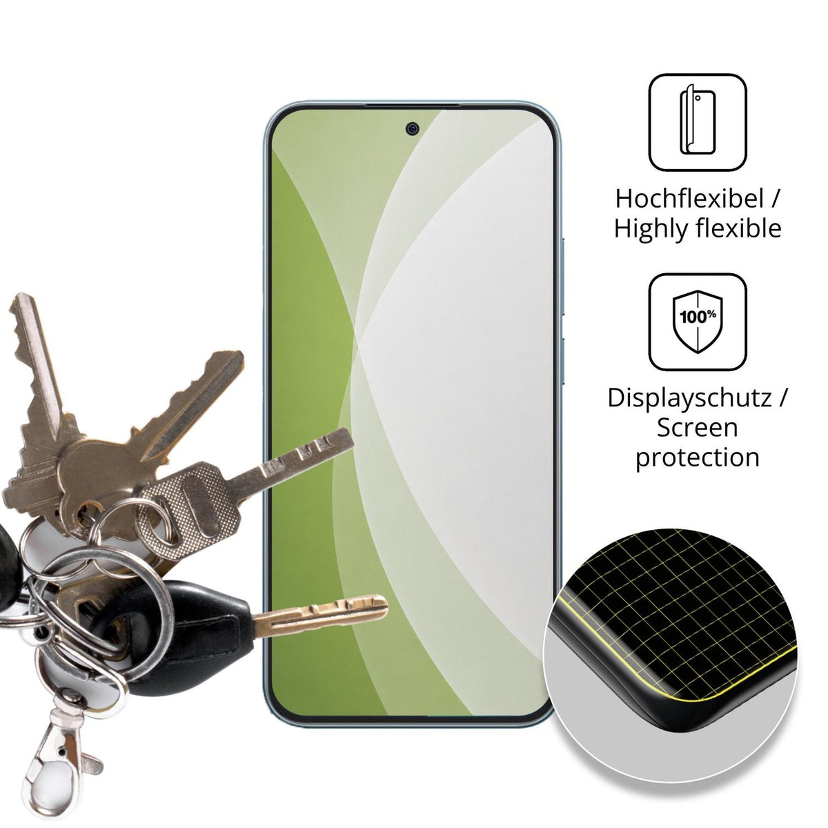 dipos Displayschutz für Xiaomi Redmi Note 15 Pro 5G, transparente Oberfläche, perfekte Passform auch für die Rundungen