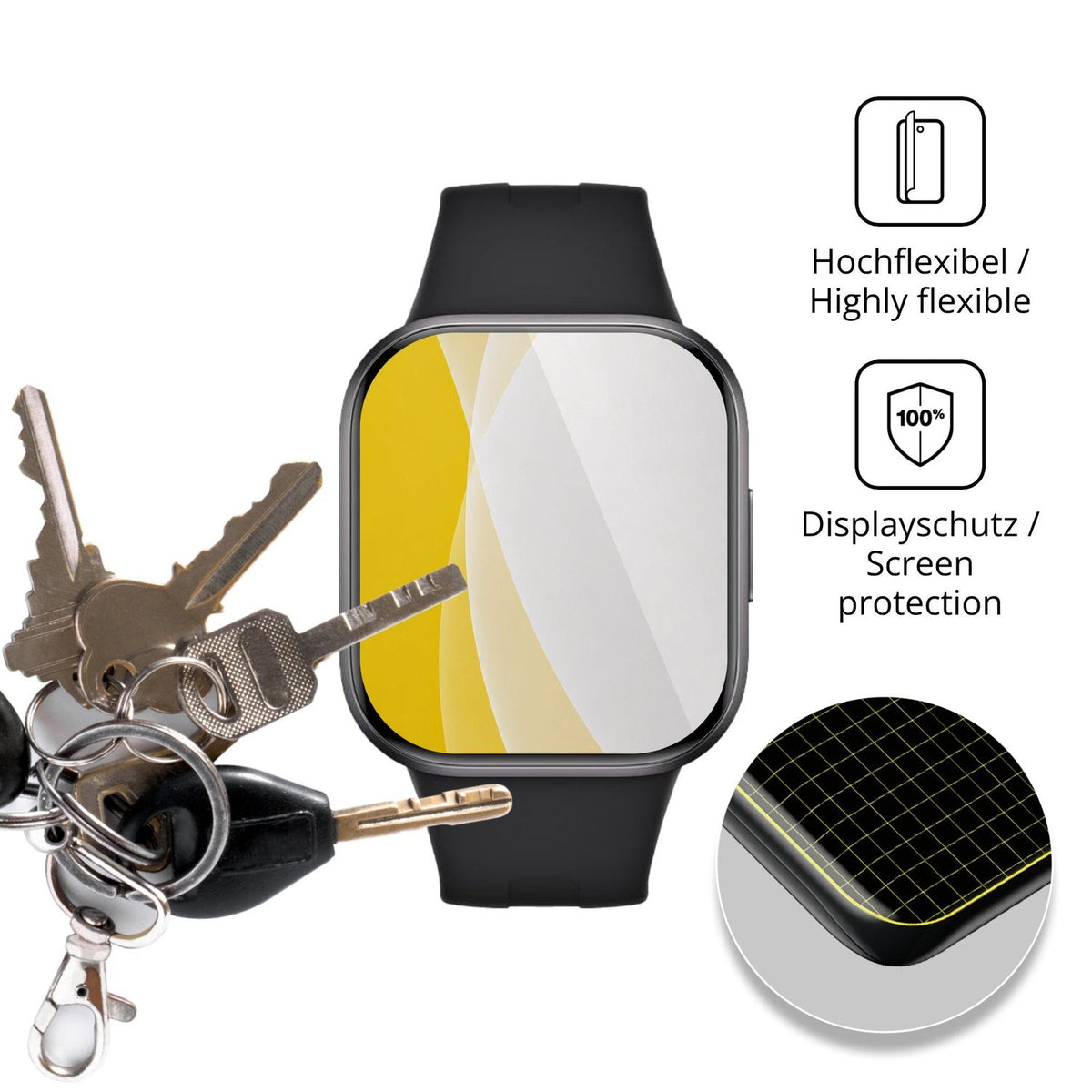 2x 3D Full Cover Schutzfolie für Xiaomi Redmi Watch 6 Active