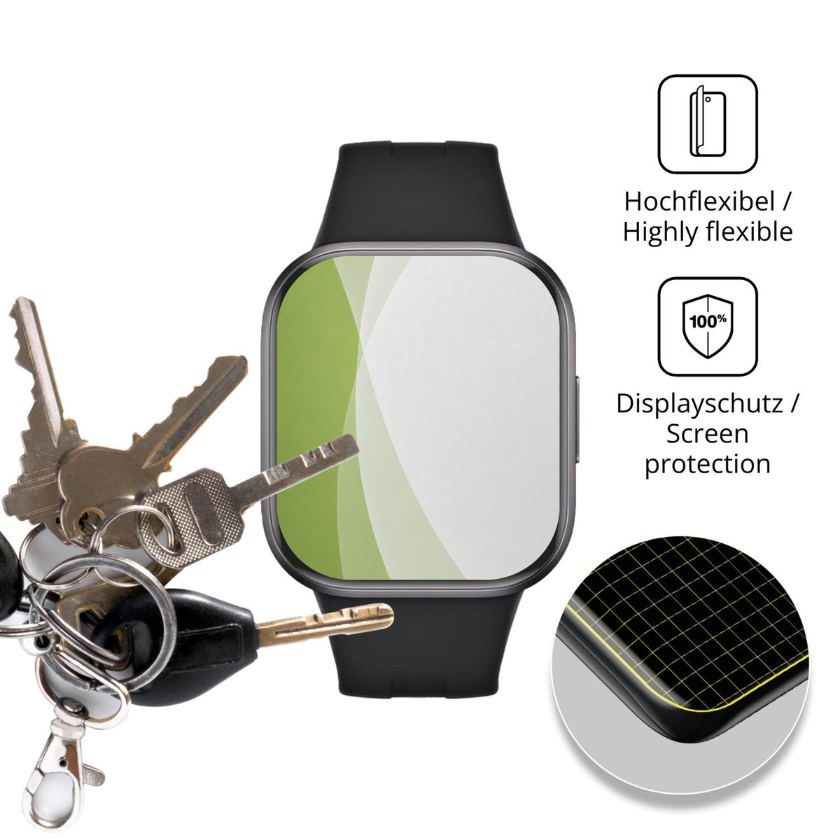 2x Full Cover Schutzfolie matt für Xiaomi Redmi Watch 6 Active