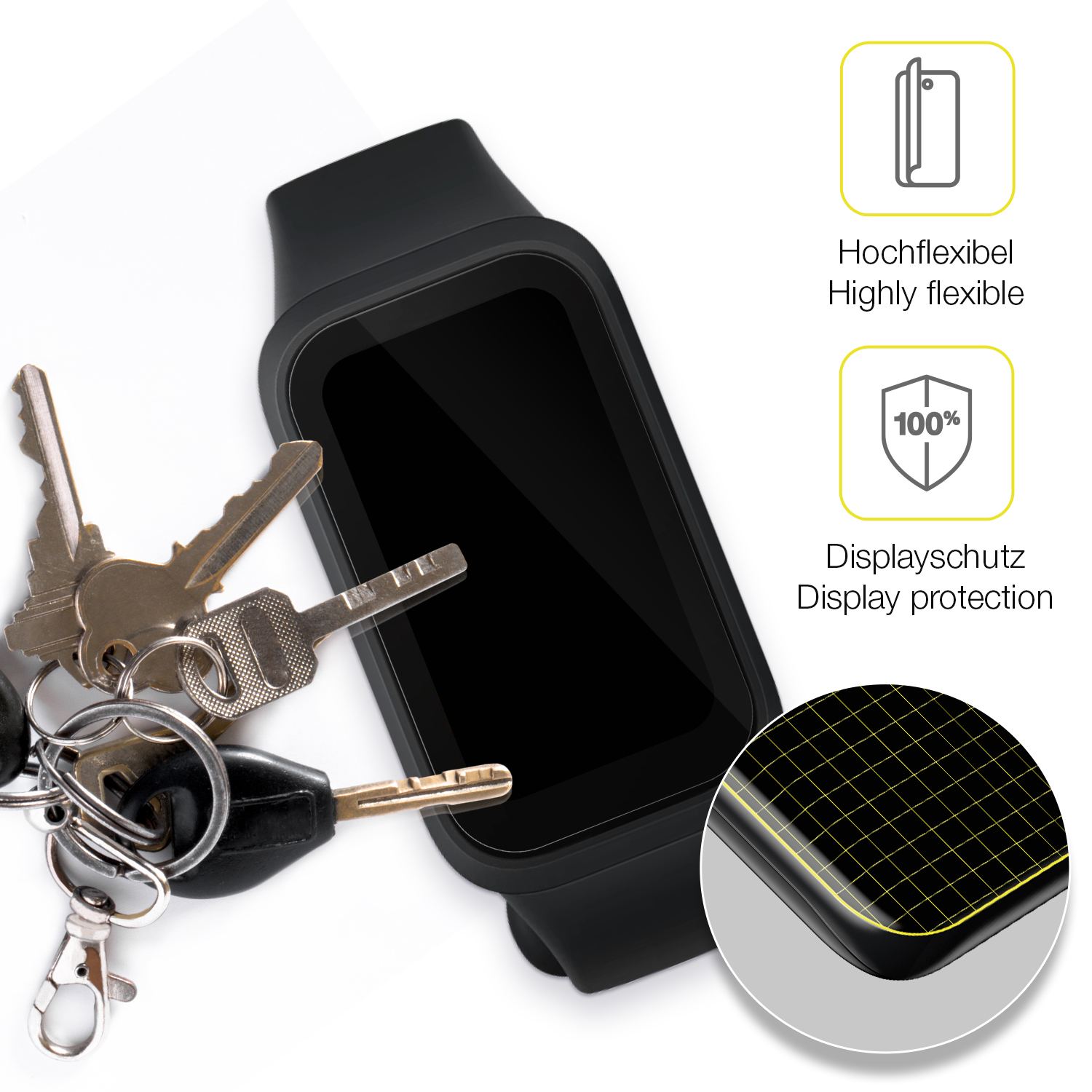 dipos Displayschutz für Xiaomi Smart Band 9 Active, transparente Oberfläche, geringe Dicke und perfekte Passform