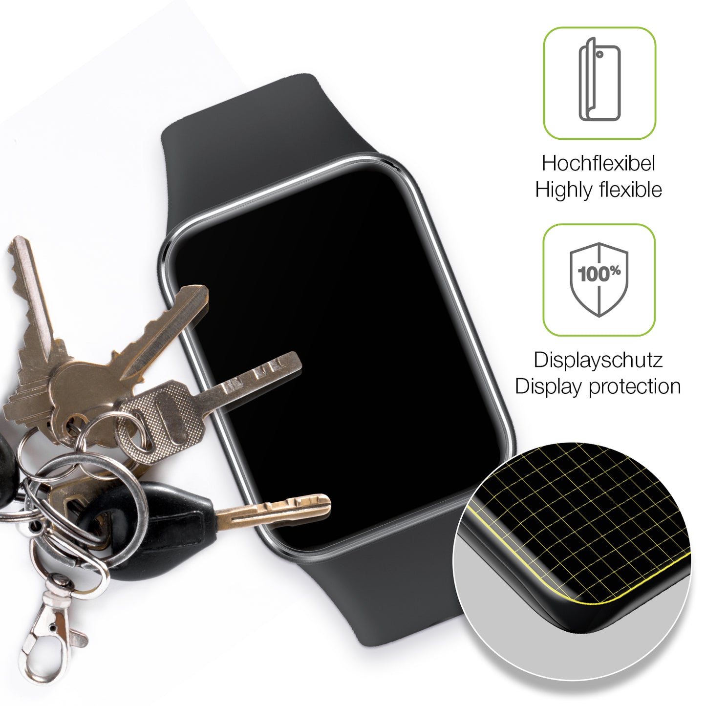 dipos Displayschutz für Xiaomi Smart Band 9 Pro, transparente Oberfläche, perfekte Passform auch für die Rundungen