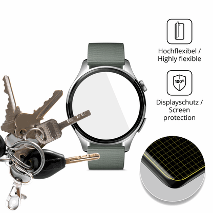 dipos Displayschutz f�r Xiaomi Watch 5, transparente Oberfl�che, geringe Dicke und perfekte Passform