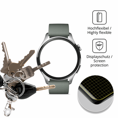 dipos Displayschutz f�r Xiaomi Watch 5, transparente Oberfl�che, perfekte Passform auch f�r die Rundungen