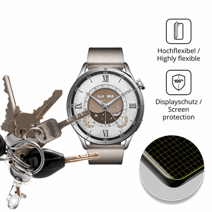 dipos Displayschutz für Xiaomi Watch S5, transparente Oberfläche, perfekte Passform auch für die Rundungen