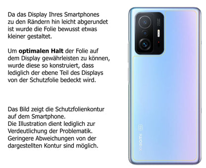 dipos Displayschutz für Xiaomi 11T Pro Rückseite, transparente Oberfläche, perfekte Passform auch für die Rundungen