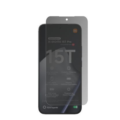 Xiaomi15T Pro mit aufgebrachtem dipos Displayschutz, der seitliche Einblicke blockiert