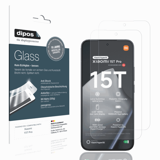Matte Displayschutzfolie von dipos passend für Xiaomi 15T Pro, 9H kratzfest und blasenfrei montiert