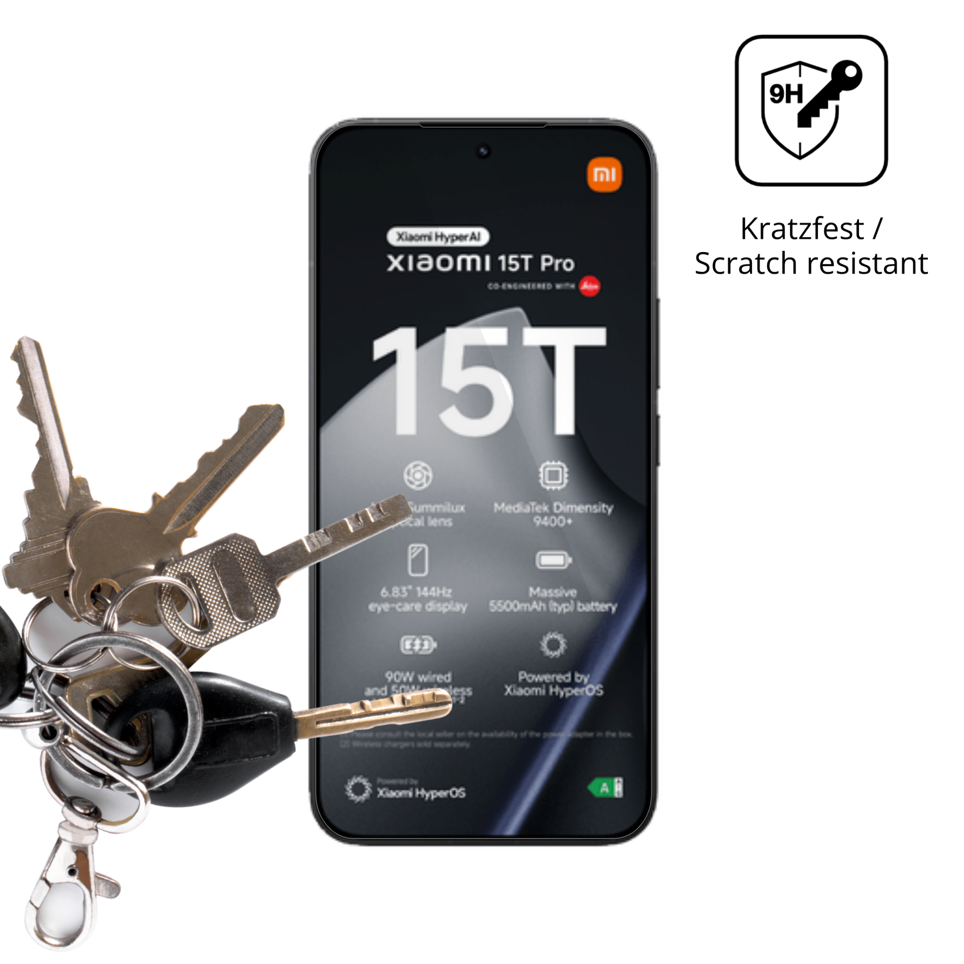 dipos Displayschutz für Xiaomi 15T Pro, transparente Oberfläche, perfekte Passform auch für die Rundungen