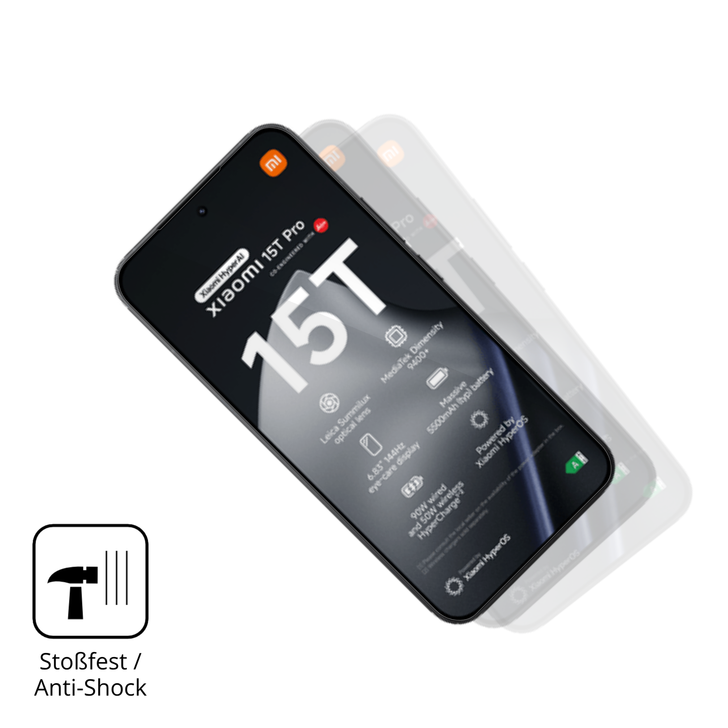 Schutz gegen Kratzer auf dem Xiaomi 15T Pro Glas durch Schlüssel, Stöße gegen die Tischkante oder Stürze
