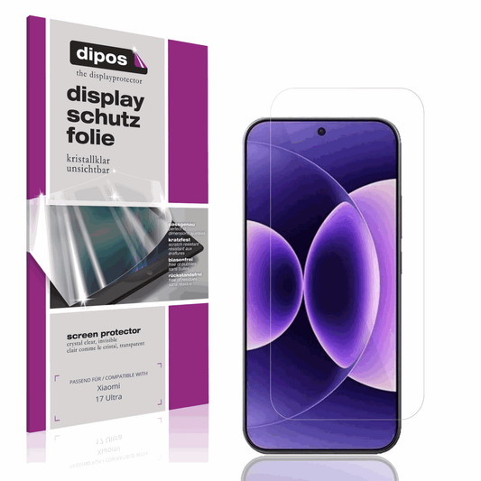 Klare Displayschutzfolie von dipos passend für Xiaomi 17 Ultra, präziser Zuschnitt und blasenfrei montiert