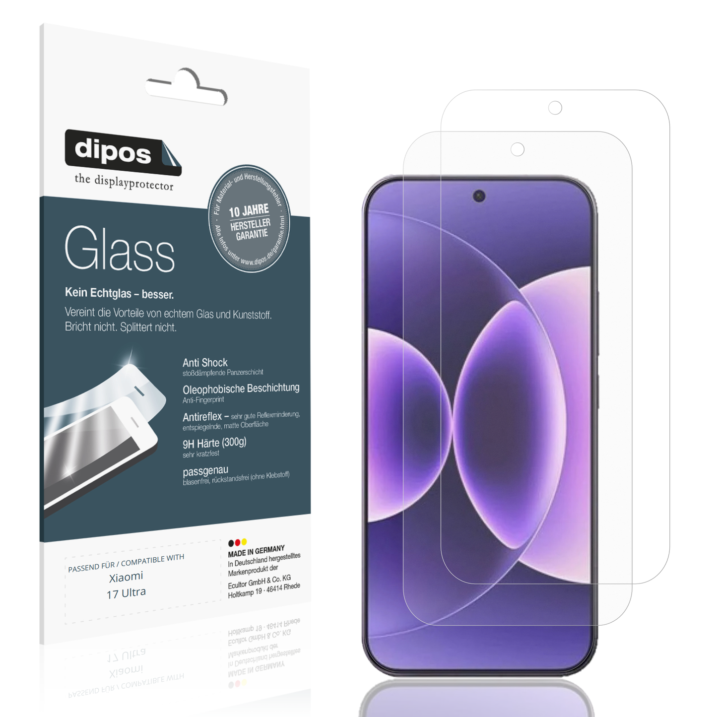 Matte Displayschutzfolie von dipos passend für Xiaomi 17 Ultra, 9H kratzfest und blasenfrei montiert