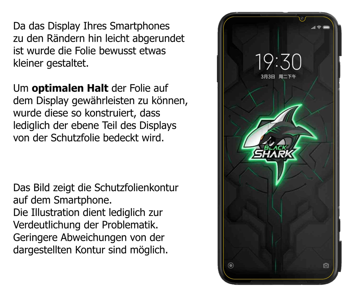 dipos Displayschutz für Xiaomi Black Shark 3 5G, transparente Oberfläche, perfekte Passform auch für die Rundungen