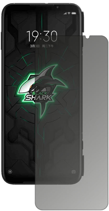 XiaomiBlack Shark 3 5G mit aufgebrachtem dipos Displayschutz, der seitliche Einblicke blockiert