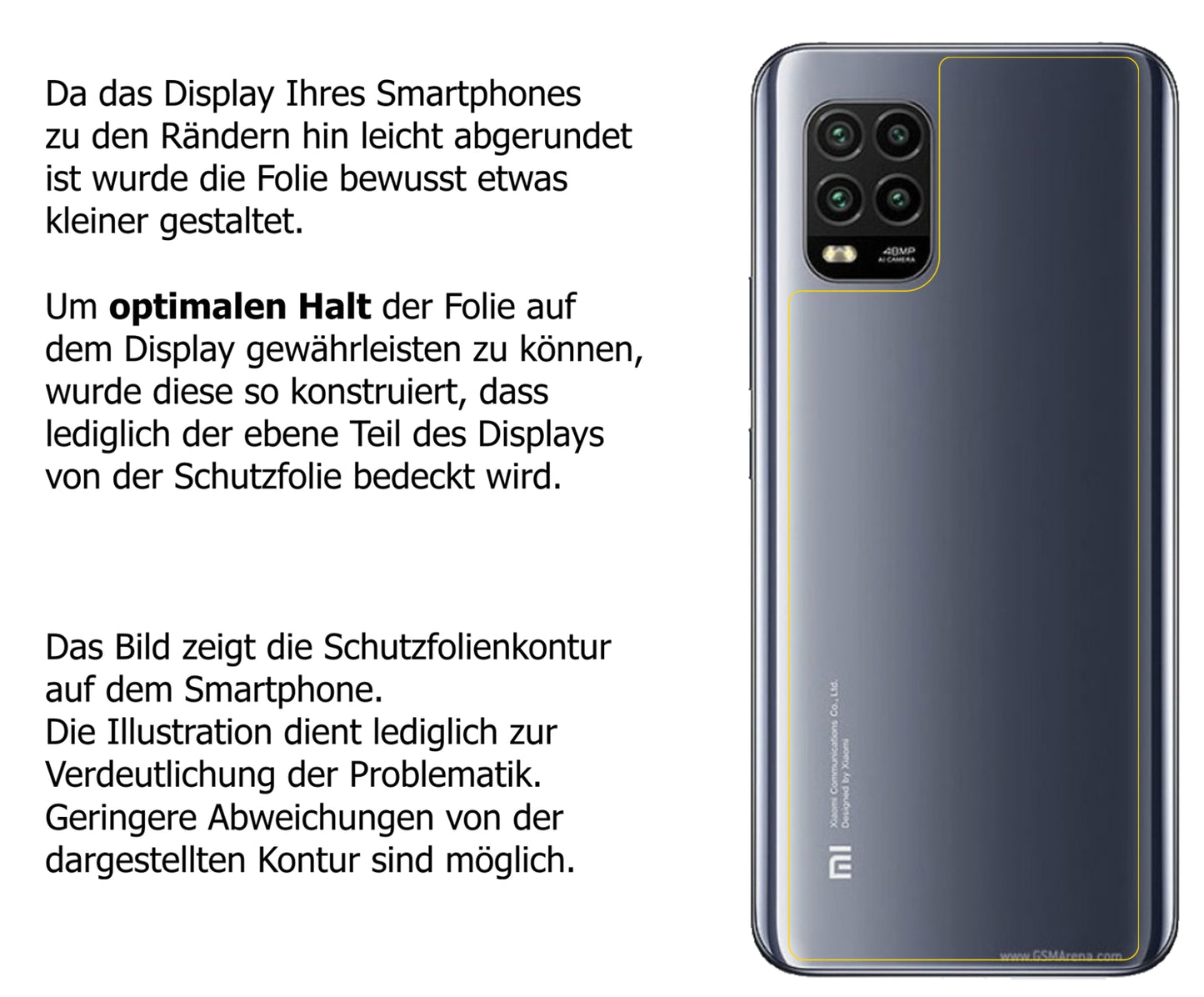 dipos Displayschutz für Xiaomi Mi 10 Lite 5G Rückseite, transparente Oberfläche, perfekte Passform auch für die Rundungen