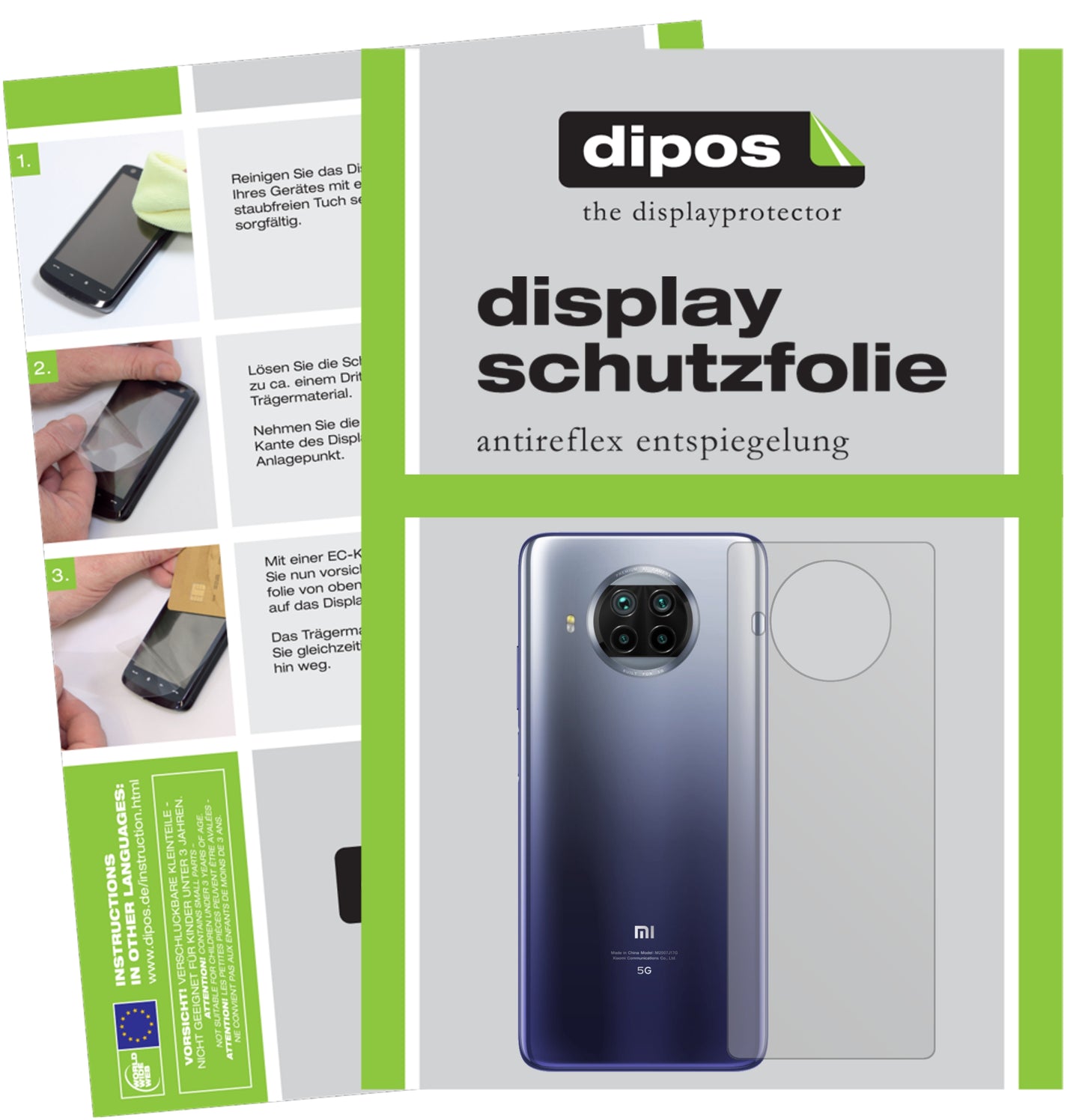 5x Schutzfolie matt für Xiaomi Mi 10T Lite Rückseite Display-Schutzfolie