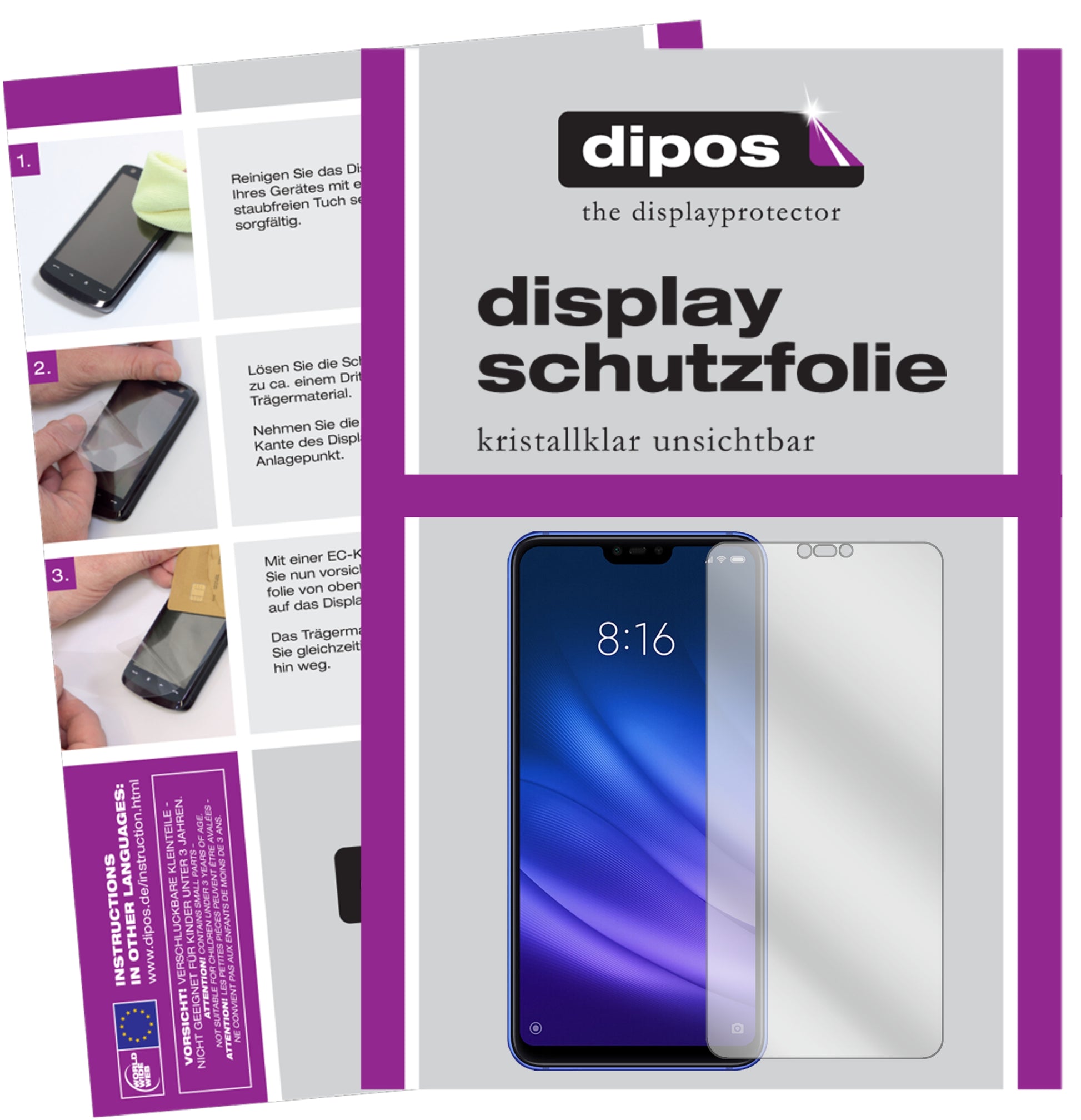 Kristallklare, dünne Schutzfolie: Kratzfest & passgenau für Xiaomi-Mi 8 Lite