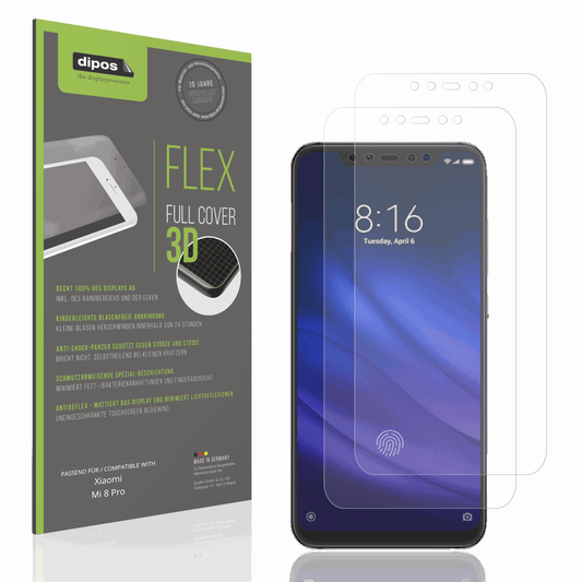 Matte Displayschutzfolie von dipos passend für Xiaomi Mi 8 Pro, 100% Displayabdeckung und blasenfreie Montage