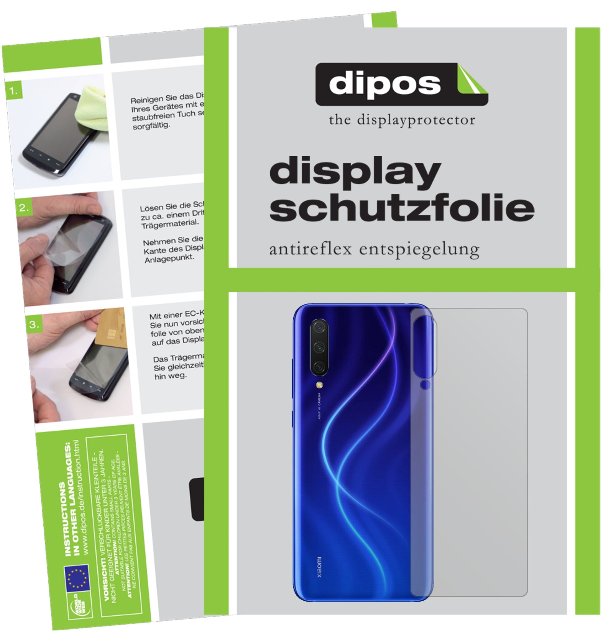 Mattes Panzerglas: Entspiegelte, dünne Folie, Fingerabdruckresistenz und Bildschirmschutz für Xiaomi-Mi 9 Lite Rückseite