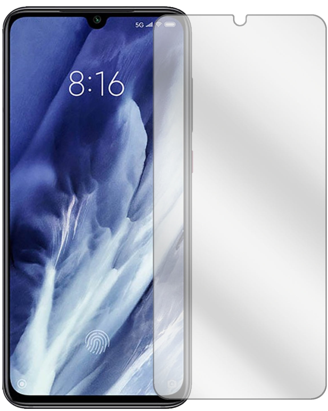 XiaomiMi 9 Pro 5G mit aufgebrachter dipos Displayschutzfolie, glasklare Darstellung ohne Einschränkungen