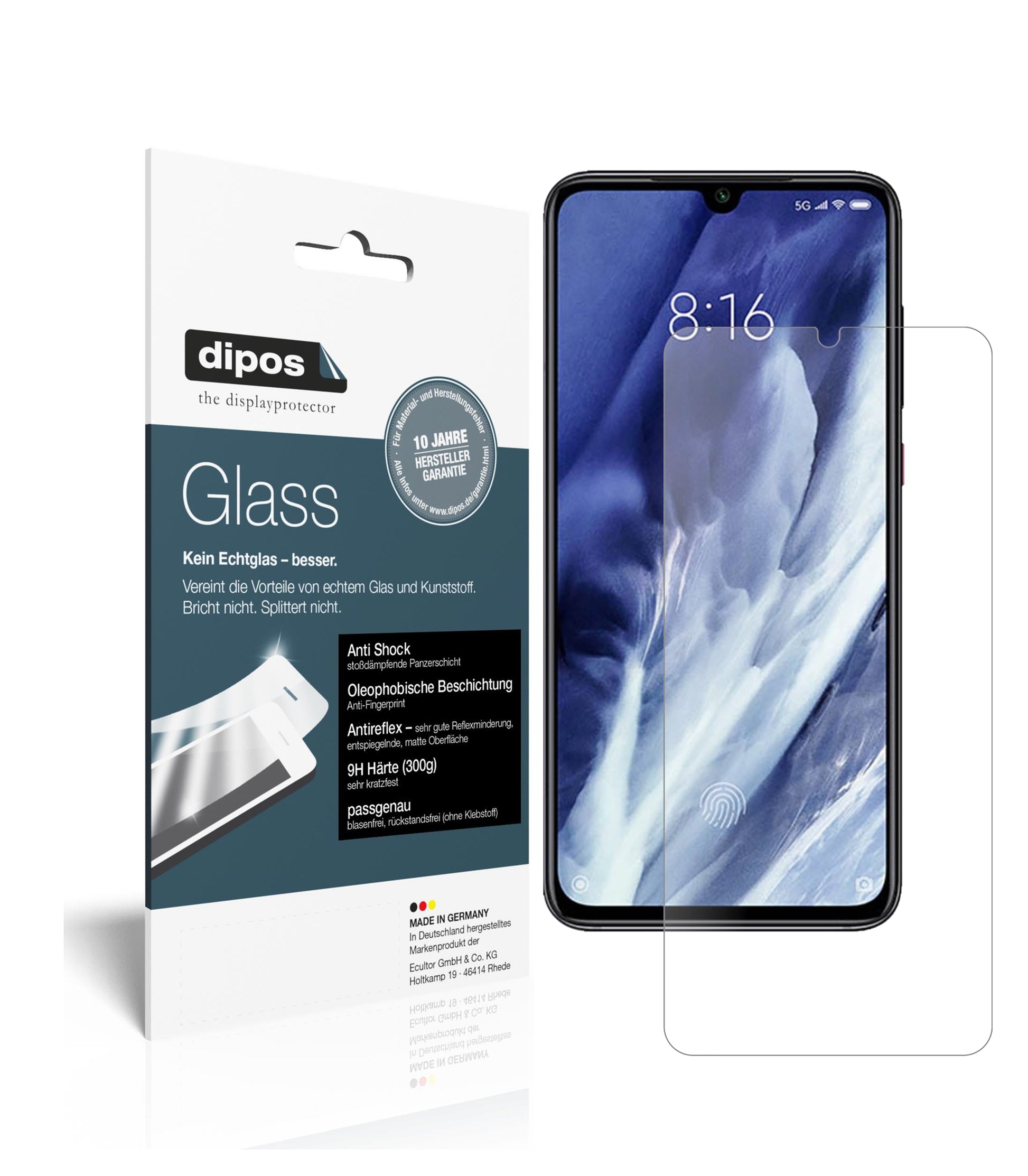 Matte Displayschutzfolie von dipos passend für Xiaomi Mi 9 Pro 5G, 9H kratzfest und blasenfrei montiert