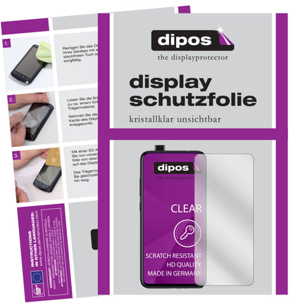 Klare Displayschutzfolie von dipos passend für Xiaomi Mi 9T, präziser Zuschnitt und blasenfrei montiert