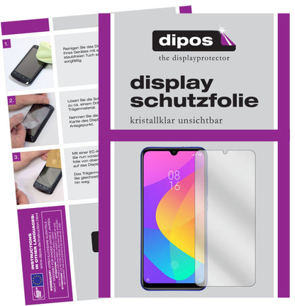 Klare Displayschutzfolie von dipos passend für Xiaomi Mi A3, präziser Zuschnitt und blasenfrei montiert