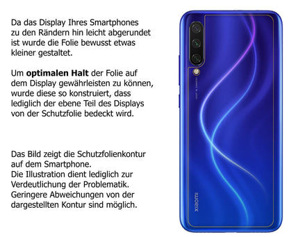 1x Schutzfolie matt für Xiaomi Mi A3 Rückseite Display-Schutzfolie